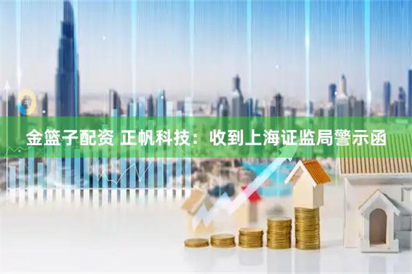 金篮子配资 正帆科技：收到上海证监局警示函